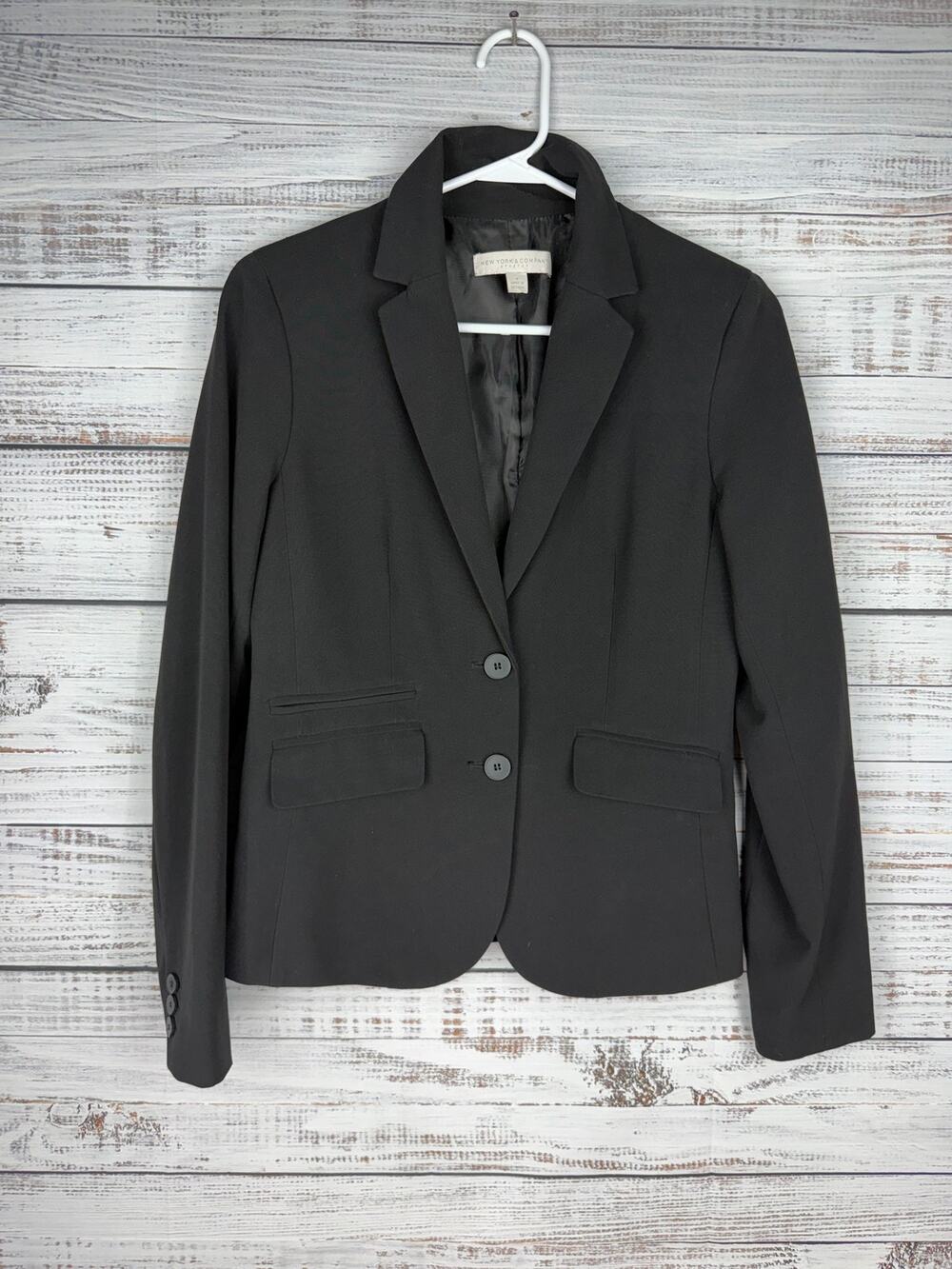 New York & Co. Black Classic Blazer Womens 6 Stretch Career Office Business